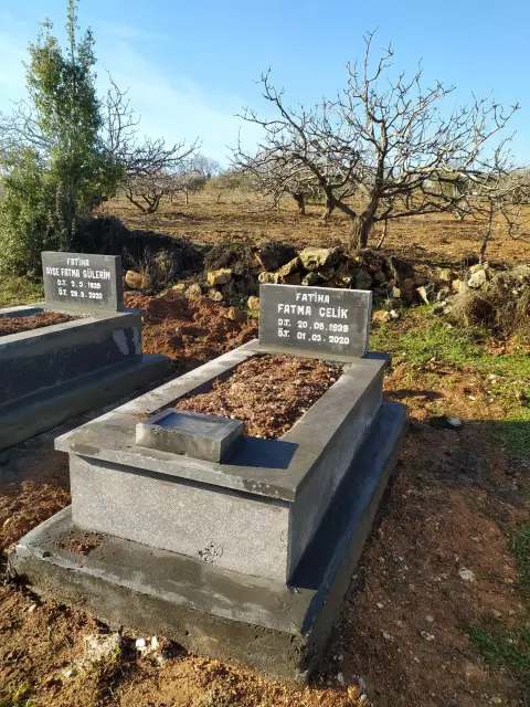 Gri granit mezar kaplaması — Antep Mezarcı