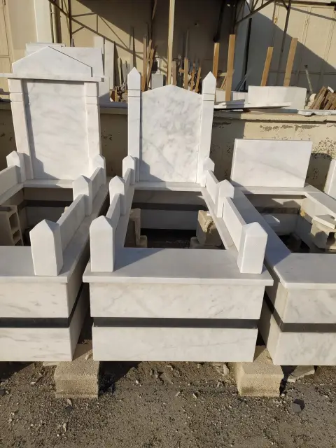 Mermer mezar kaplaması ve bordür uygulaması — Antep Mezarcı